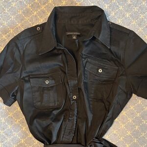 Banana Republic Black Belted Shirt Dress Sz 8